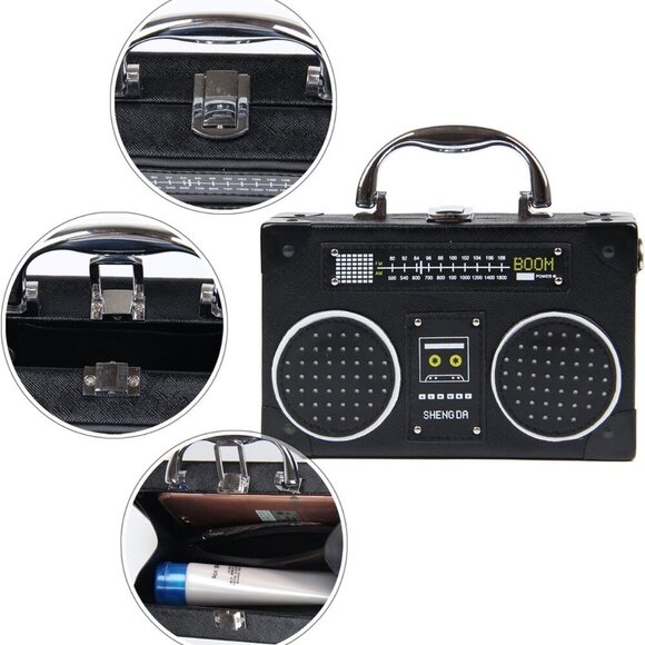 Women Radio Shaped Clutch Crossbody Bag Elegant Evening Small Shoulder - Picture 5 of 6